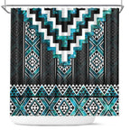 Paua Shell Taniko Pattern Aotearoa Shower Curtain Niho Taniwha Mix Poutama
