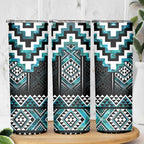 Paua Shell Taniko Pattern Aotearoa Skinny Tumbler Niho Taniwha Mix Poutama