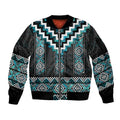 Paua Shell Taniko Pattern Aotearoa Sleeve Zip Bomber Jacket Niho Taniwha Mix Poutama