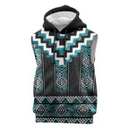 Paua Shell Taniko Pattern Aotearoa Sleeveless Hoodie Niho Taniwha Mix Poutama - Aussie Hoodie