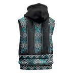Paua Shell Taniko Pattern Aotearoa Sleeveless Hoodie Niho Taniwha Mix Poutama - Aussie Hoodie