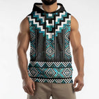Paua Shell Taniko Pattern Aotearoa Sleeveless Hoodie Niho Taniwha Mix Poutama - Aussie Hoodie