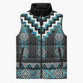 Paua Shell Taniko Pattern Aotearoa Sleeveless Puffer Jacket Niho Taniwha Mix Poutama - Aussie Hoodie