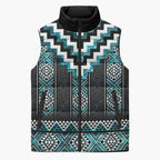 Paua Shell Taniko Pattern Aotearoa Sleeveless Puffer Jacket Niho Taniwha Mix Poutama - Aussie Hoodie