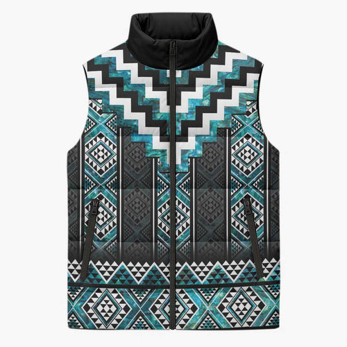 Paua Shell Taniko Pattern Aotearoa Sleeveless Puffer Jacket Niho Taniwha Mix Poutama - Aussie Hoodie