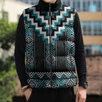 Paua Shell Taniko Pattern Aotearoa Sleeveless Puffer Jacket Niho Taniwha Mix Poutama - Aussie Hoodie