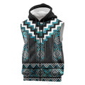 Paua Shell Taniko Pattern Aotearoa Sleeveless Zip Hoodie Niho Taniwha Mix Poutama LT14