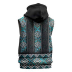 Paua Shell Taniko Pattern Aotearoa Sleeveless Zip Hoodie Niho Taniwha Mix Poutama LT14