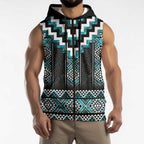 Paua Shell Taniko Pattern Aotearoa Sleeveless Zip Hoodie Niho Taniwha Mix Poutama LT14