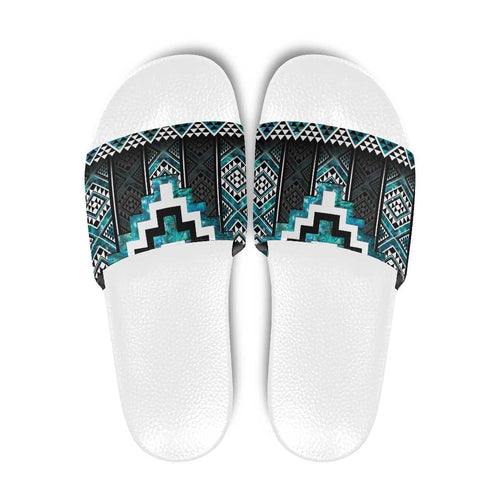 Paua Shell Taniko Pattern Aotearoa Slide Sandals Niho Taniwha Mix Poutama - Aussie Hoodie