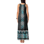 Paua Shell Taniko Pattern Aotearoa Tank Maxi Dress Niho Taniwha Mix Poutama