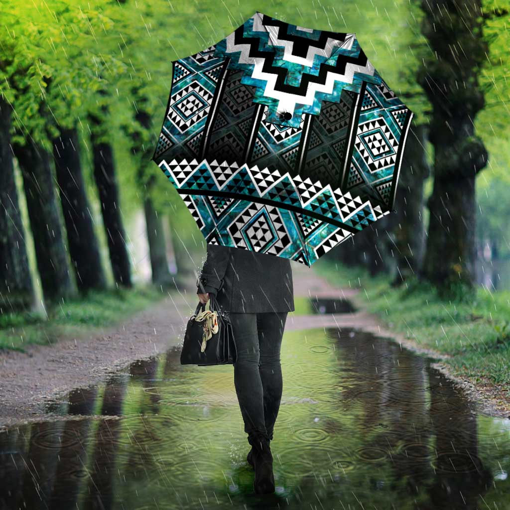 Paua Shell Taniko Pattern Aotearoa Umbrella Niho Taniwha Mix Poutama - Aussie Hoodie