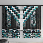 Paua Shell Taniko Pattern Aotearoa Window Curtain Niho Taniwha Mix Poutama