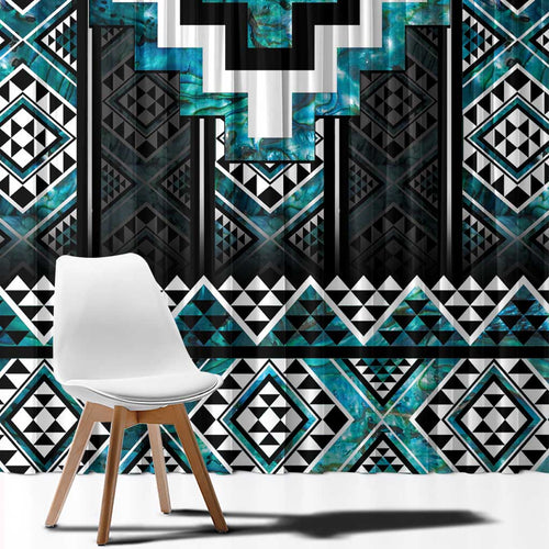 Paua Shell Taniko Pattern Aotearoa Window Curtain Niho Taniwha Mix Poutama