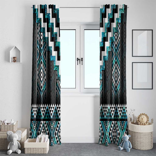 Paua Shell Taniko Pattern Aotearoa Window Curtain Niho Taniwha Mix Poutama