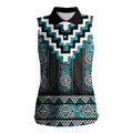 Paua Shell Taniko Pattern Aotearoa Women Sleeveless Polo Shirt Niho Taniwha Mix Poutama