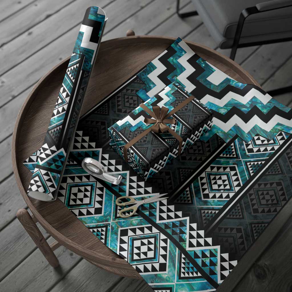Paua Shell Taniko Pattern Aotearoa Wrapping Paper Niho Taniwha Mix Poutama - Aussie Hoodie