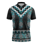 Paua Shell Taniko Pattern Aotearoa Zipper Polo Shirt Niho Taniwha Mix Poutama - Aussie Hoodie