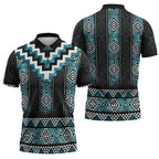 Paua Shell Taniko Pattern Aotearoa Zipper Polo Shirt Niho Taniwha Mix Poutama - Aussie Hoodie
