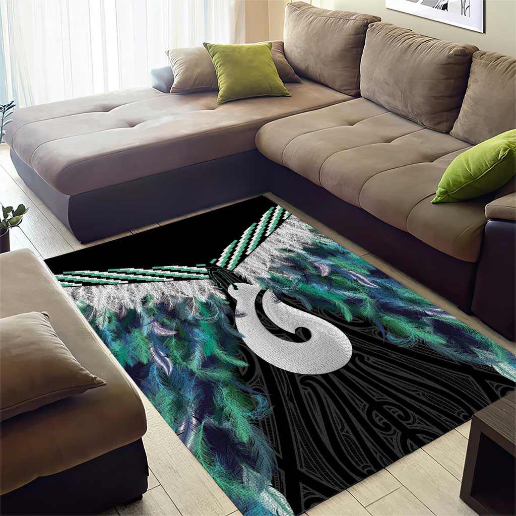 Aotearoa Korowai Motif Area Rug Hei Matau Poutama Maori Pattern