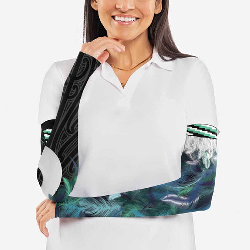 Aotearoa Korowai Motif Arm Sleeves Hei Matau Poutama Maori Pattern - Aussie Hoodie