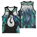 Aotearoa Korowai Motif Basketball Jersey Hei Matau Poutama Maori Pattern - Aussie Hoodie