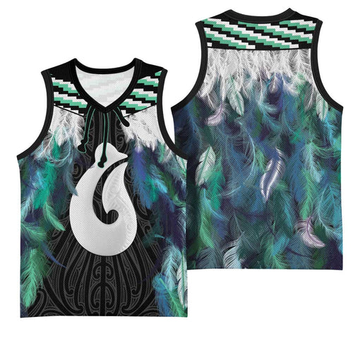 Aotearoa Korowai Motif Basketball Jersey Hei Matau Poutama Maori Pattern - Aussie Hoodie