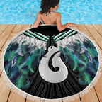 Aotearoa Korowai Motif Beach Blanket Hei Matau Poutama Maori Pattern