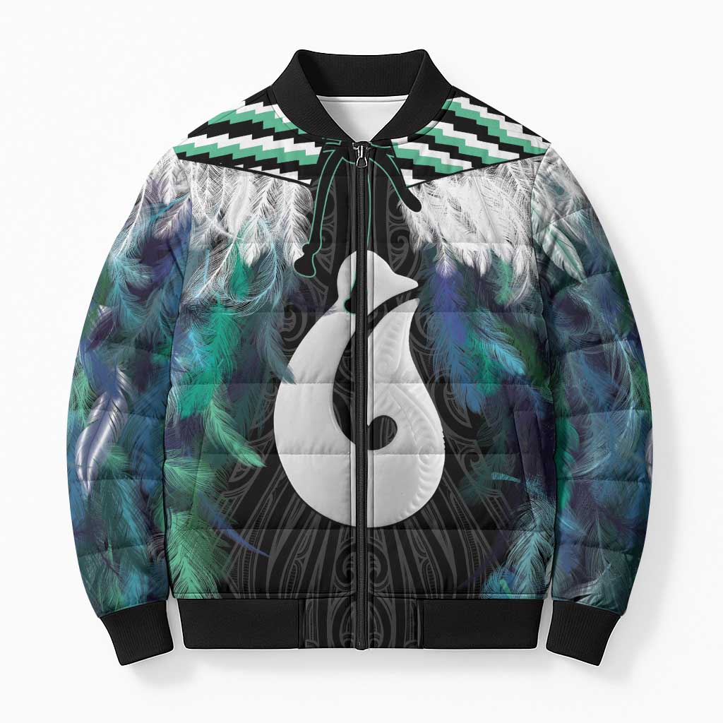 Aotearoa Korowai Motif Bomber Puffer Jacket Hei Matau Poutama Maori Pattern - Aussie Hoodie
