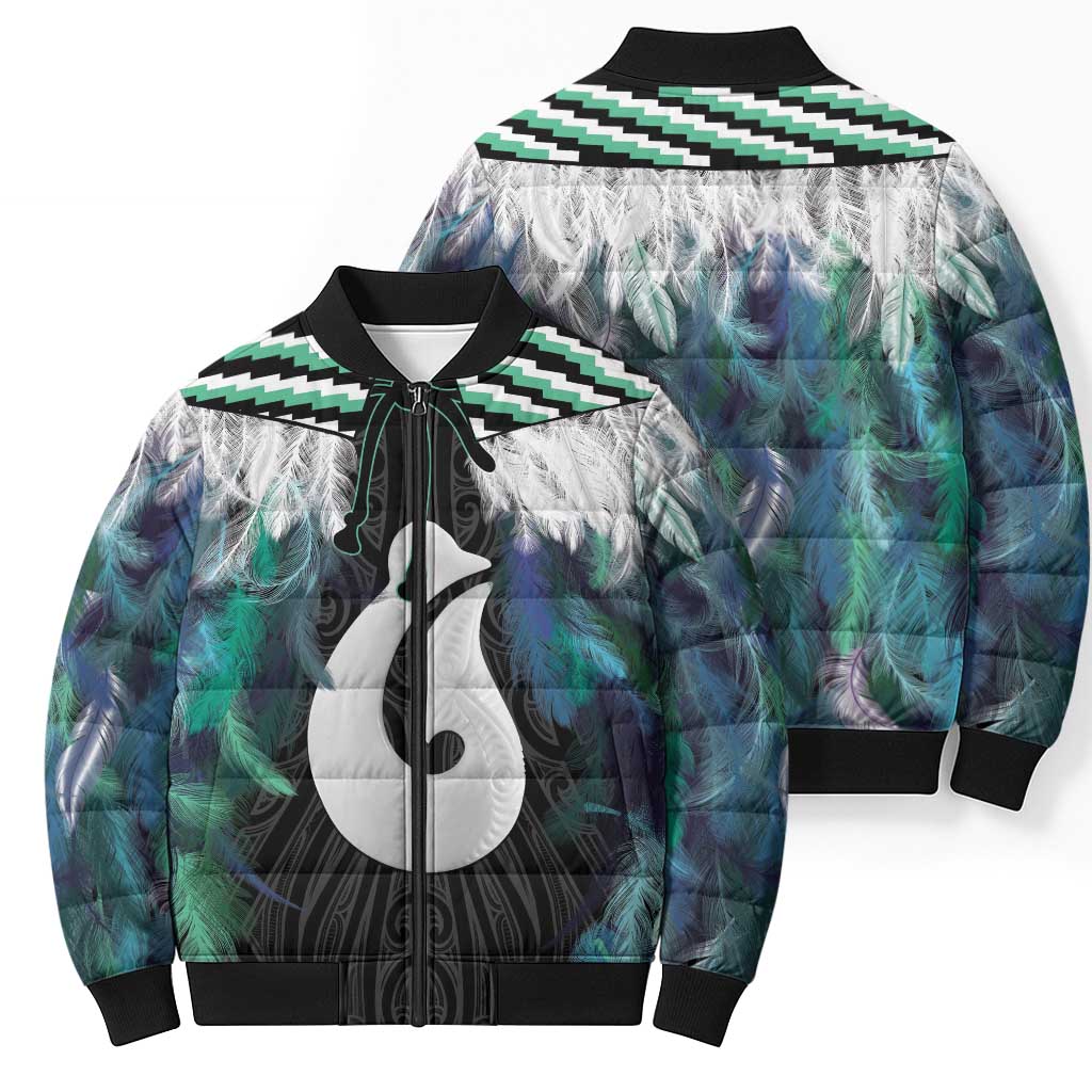 Aotearoa Korowai Motif Bomber Puffer Jacket Hei Matau Poutama Maori Pattern - Aussie Hoodie
