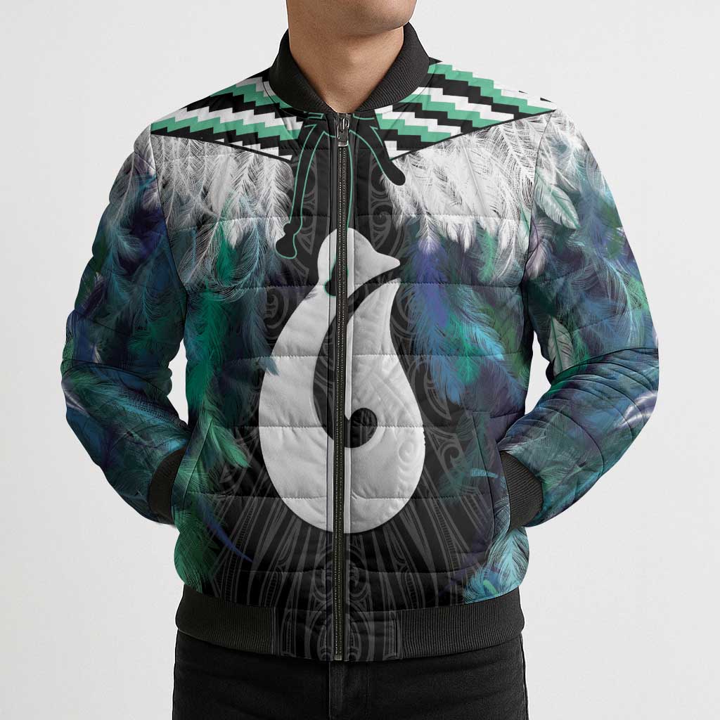 Aotearoa Korowai Motif Bomber Puffer Jacket Hei Matau Poutama Maori Pattern - Aussie Hoodie