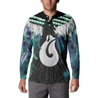 Aotearoa Korowai Motif Button Sweatshirt Hei Matau Poutama Maori Pattern