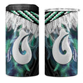 Aotearoa Korowai Motif 4 in 1 Can Cooler Tumbler Hei Matau Poutama Maori Pattern