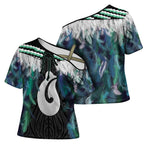 Aotearoa Korowai Motif Cross Shoulder Shirt Hei Matau Poutama Maori Pattern - Aussie Hoodie