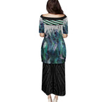 Aotearoa Korowai Motif Family Matching Puletasi and Hawaiian Shirt Hei Matau Poutama Maori Pattern