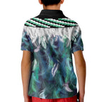Aotearoa Korowai Motif Kid Polo Shirt Hei Matau Poutama Maori Pattern
