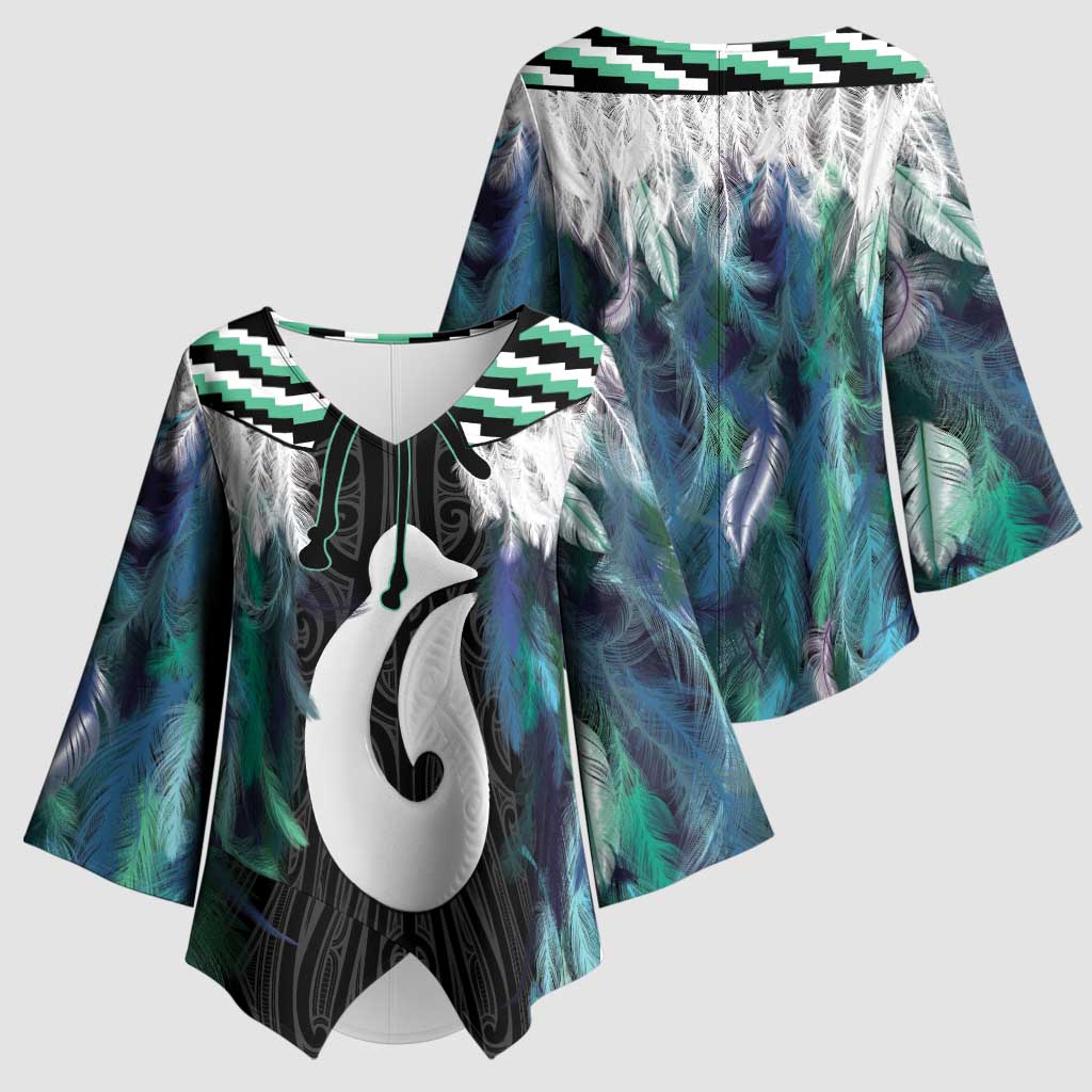 Aotearoa Korowai Motif Kimono Sleeve Blouse Hei Matau Poutama Maori Pattern - Aussie Hoodie
