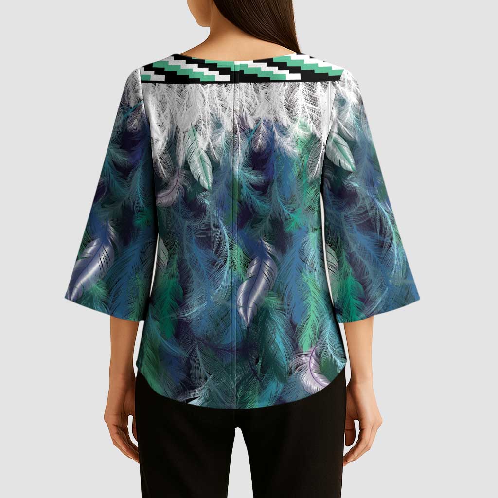 Aotearoa Korowai Motif Kimono Sleeve Blouse Hei Matau Poutama Maori Pattern - Aussie Hoodie