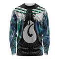 Aotearoa Korowai Motif Long Sleeve Shirt Hei Matau Poutama Maori Pattern