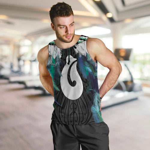 Aotearoa Korowai Motif Men Tank Top Hei Matau Poutama Maori Pattern