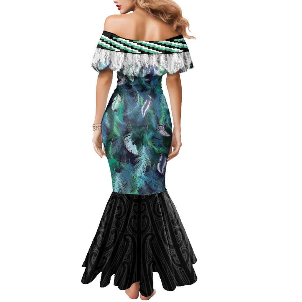 Aotearoa Korowai Motif Mermaid Dress Hei Matau Poutama Maori Pattern
