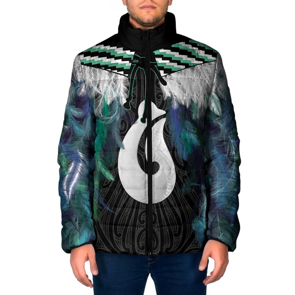 Aotearoa Korowai Motif Padded Jacket Hei Matau Poutama Maori Pattern - Aussie Hoodie