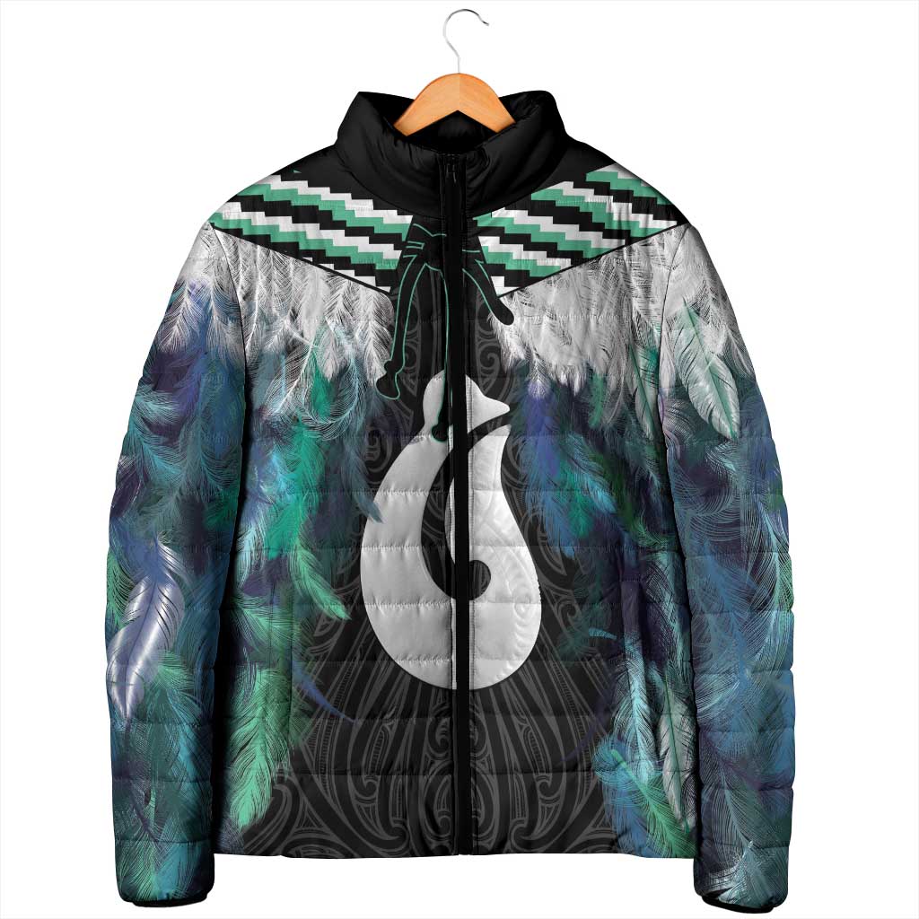 Aotearoa Korowai Motif Padded Jacket Hei Matau Poutama Maori Pattern - Aussie Hoodie