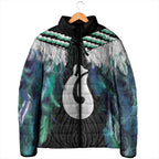 Aotearoa Korowai Motif Padded Jacket Hei Matau Poutama Maori Pattern - Aussie Hoodie