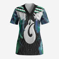 Aotearoa Korowai Motif Scrub Top Hei Matau Poutama Maori Pattern - Aussie Hoodie