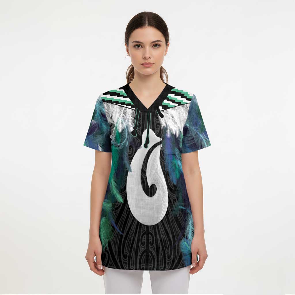 Aotearoa Korowai Motif Scrub Top Hei Matau Poutama Maori Pattern - Aussie Hoodie