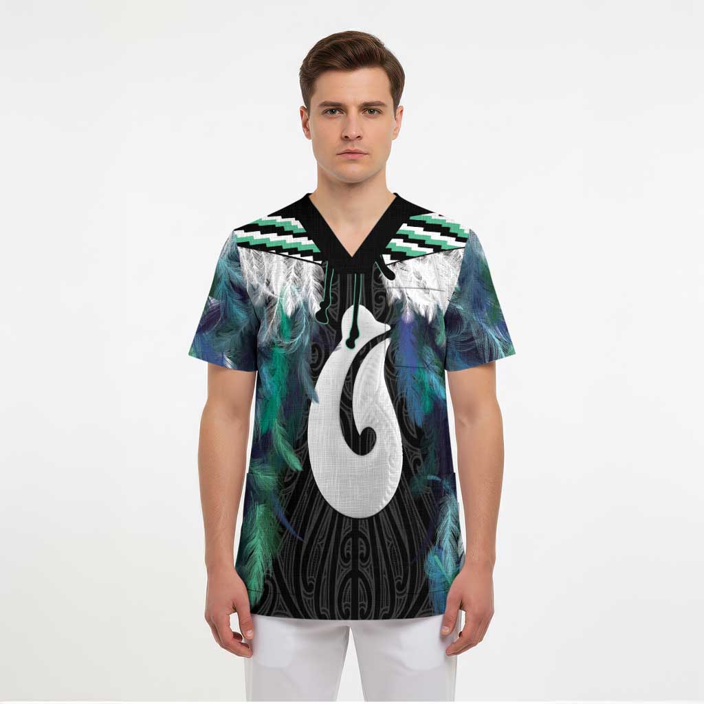 Aotearoa Korowai Motif Scrub Top Hei Matau Poutama Maori Pattern - Aussie Hoodie