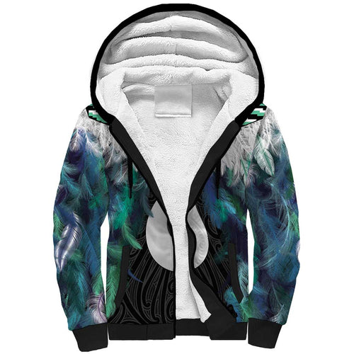 Aotearoa Korowai Motif Sherpa Hoodie Hei Matau Poutama Maori Pattern