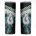 Aotearoa Korowai Motif Skinny Tumbler Hei Matau Poutama Maori Pattern