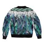 Aotearoa Korowai Motif Sleeve Zip Bomber Jacket Hei Matau Poutama Maori Pattern